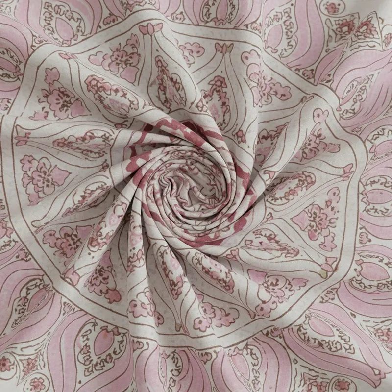 Kavya Mandala Ethnic Cotton Bedsheet (Pink,White) - 160 TC media 5