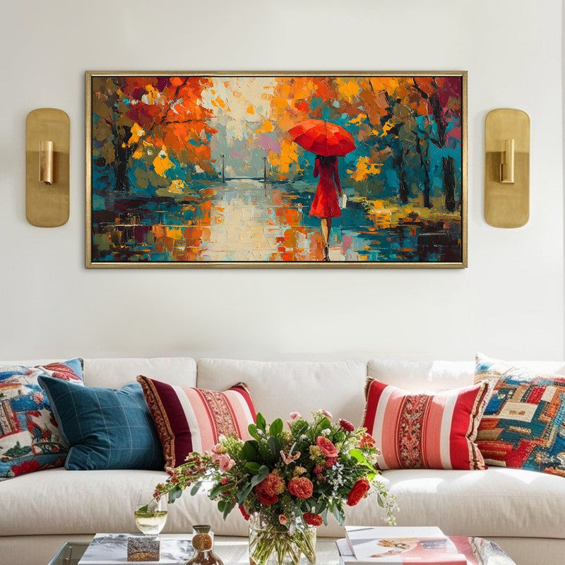 Rainlit Path Canvas Wall Painting With Frame