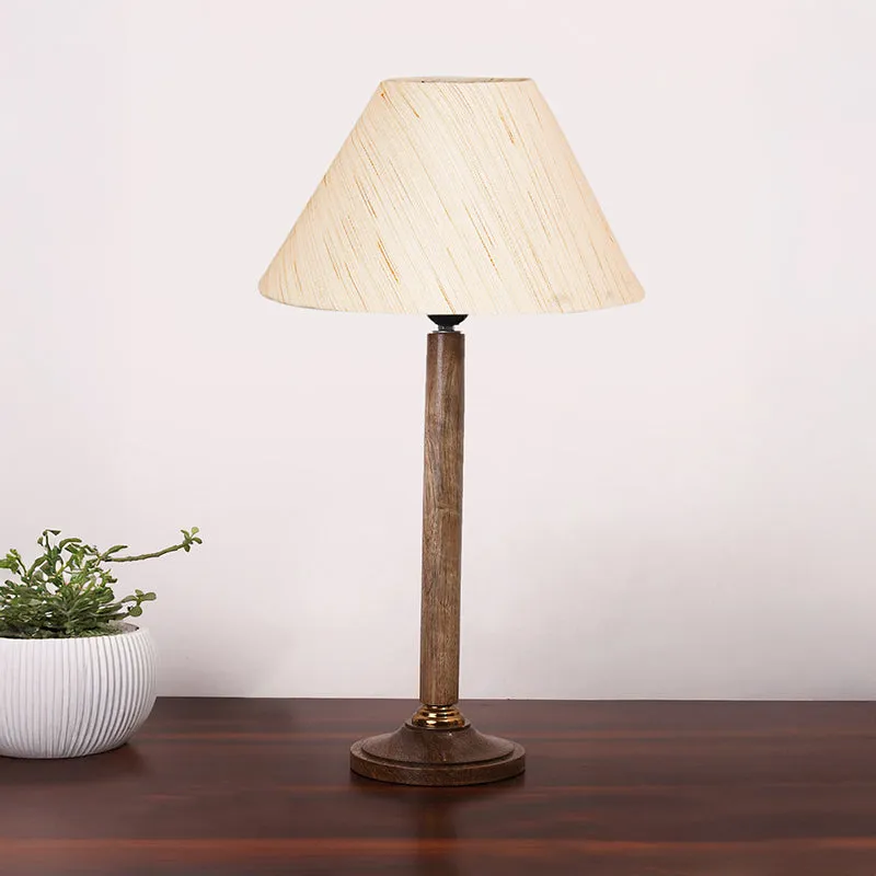Glow Mesa Table Lamp With Wooden Base - Ivory,Brown media 3
