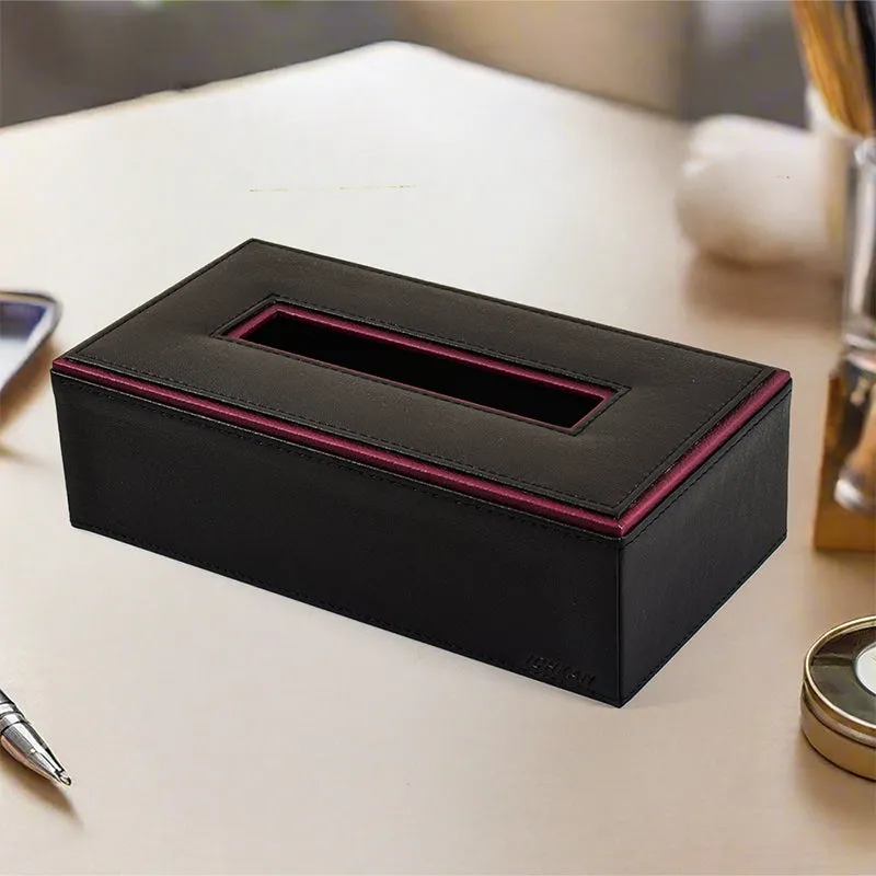 Tisca Edge Faux Leather Tissue Box - Black media 1