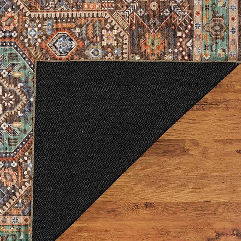Noah Ethnic Polyester Carpet - Brown & Green media 4