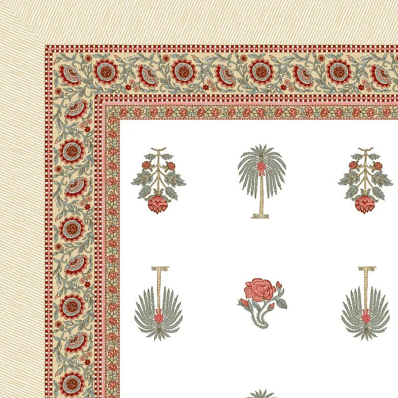 Ethnic Calm Cotton Bedsheet (Red,White) - 120 TC media 6