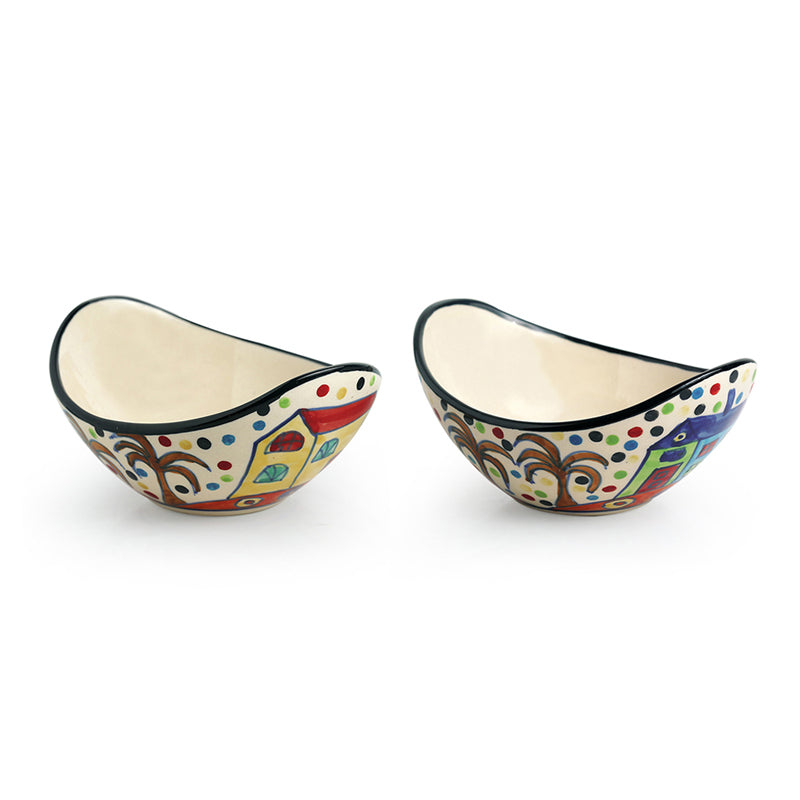Coastal Cottage Curved Ceramic Bowl (190 ML) - Set Of Two media 3