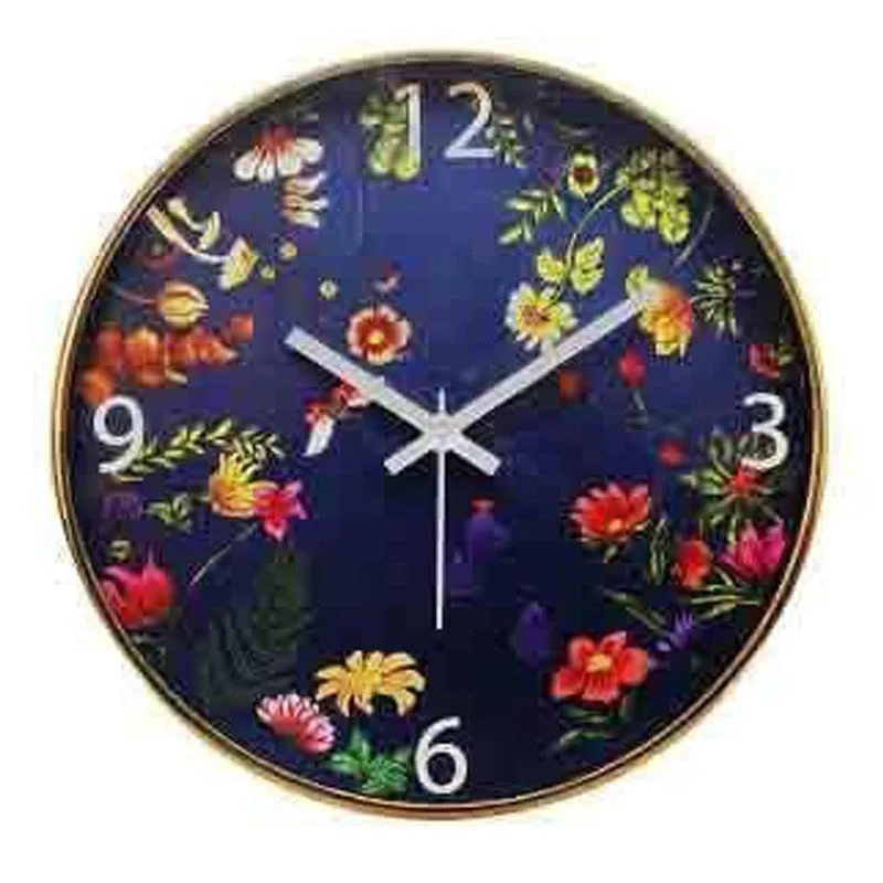 Floral Bliss Blue Wall Clock media 6