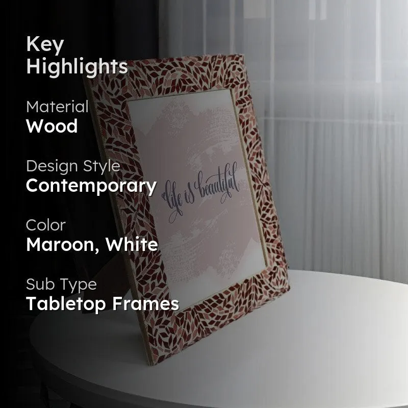 Mosaic Leaflets Photo Frame - Maroon media 2