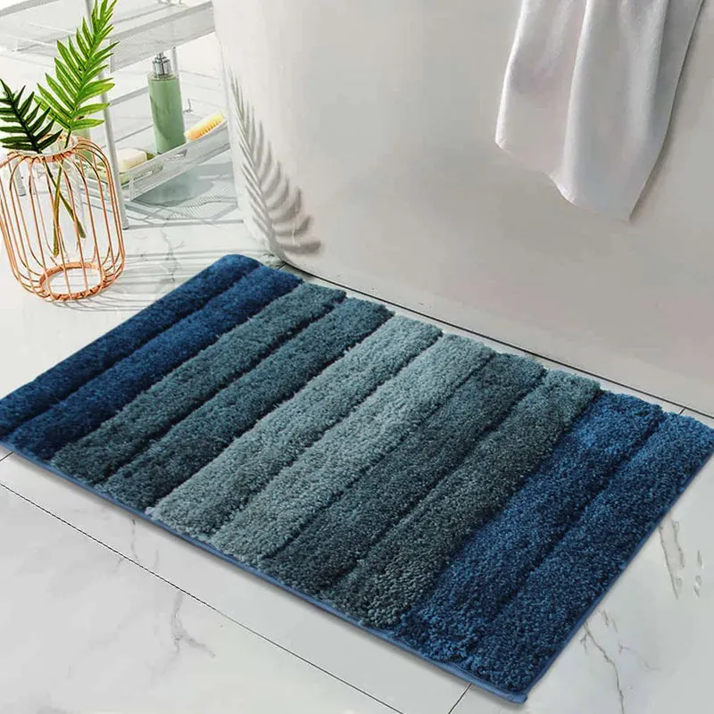 Line Luxe Micro Fiber Bath Mat - Blue, Green media 1