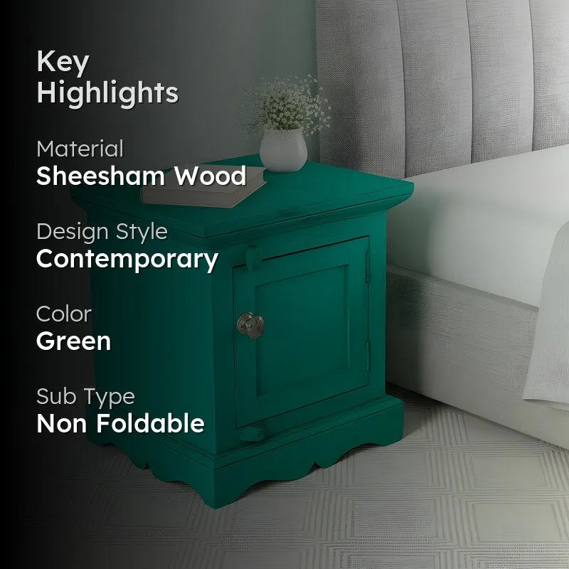 Bverox Sheesham Wooden Side & Bedside Table - Green media 2
