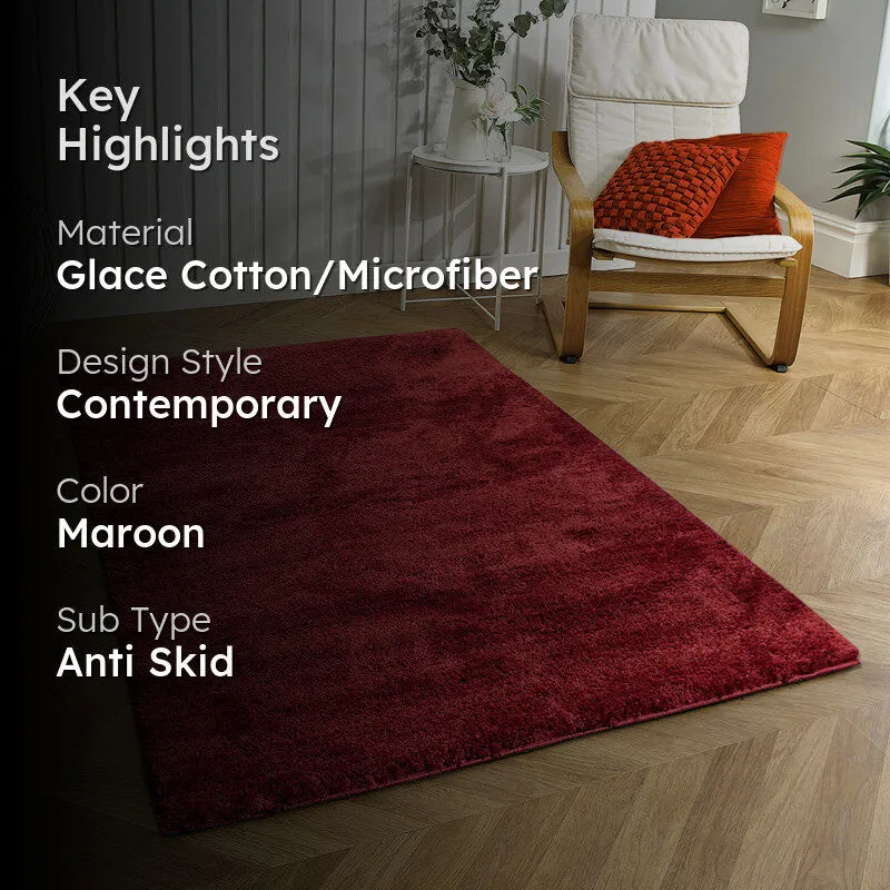 Nuo Luxe Tufted Micro Fiber Area Rug - Maroon media 2
