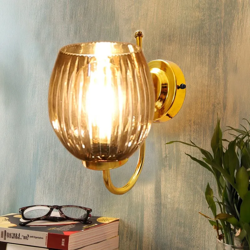 Amber Beam Golden Base Glass Wall Lamp media 4
