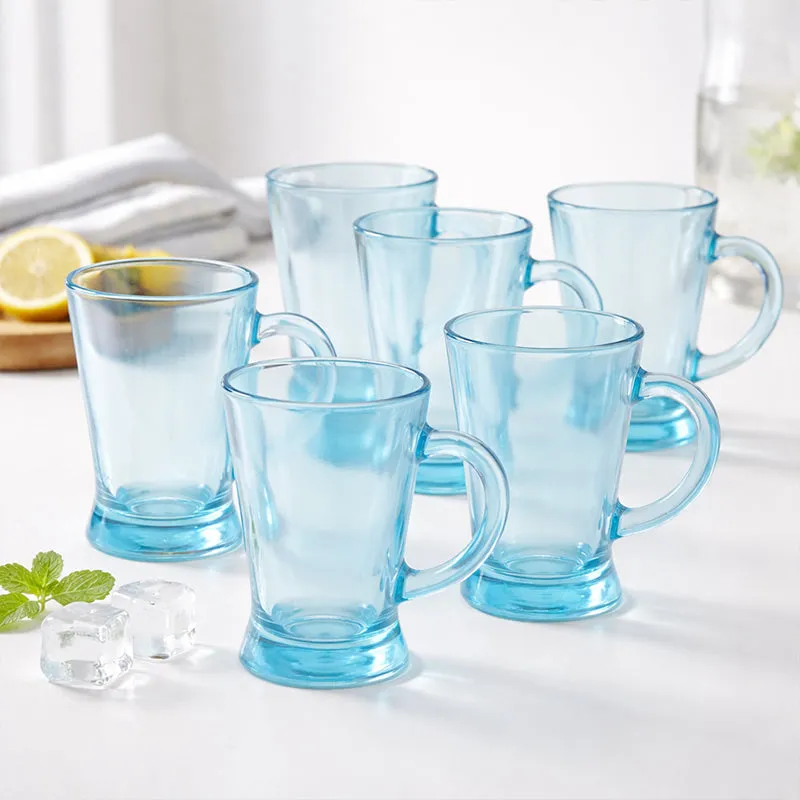 Pasabahce Glass Tea Cup (180 mL Each) /Blue)- Set of Six media 1