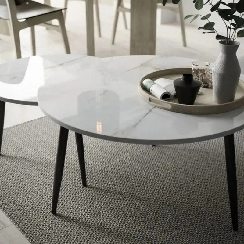 Atelier Blanc Accent Table with Marble Top (Black & White) - Set Of Two media 3