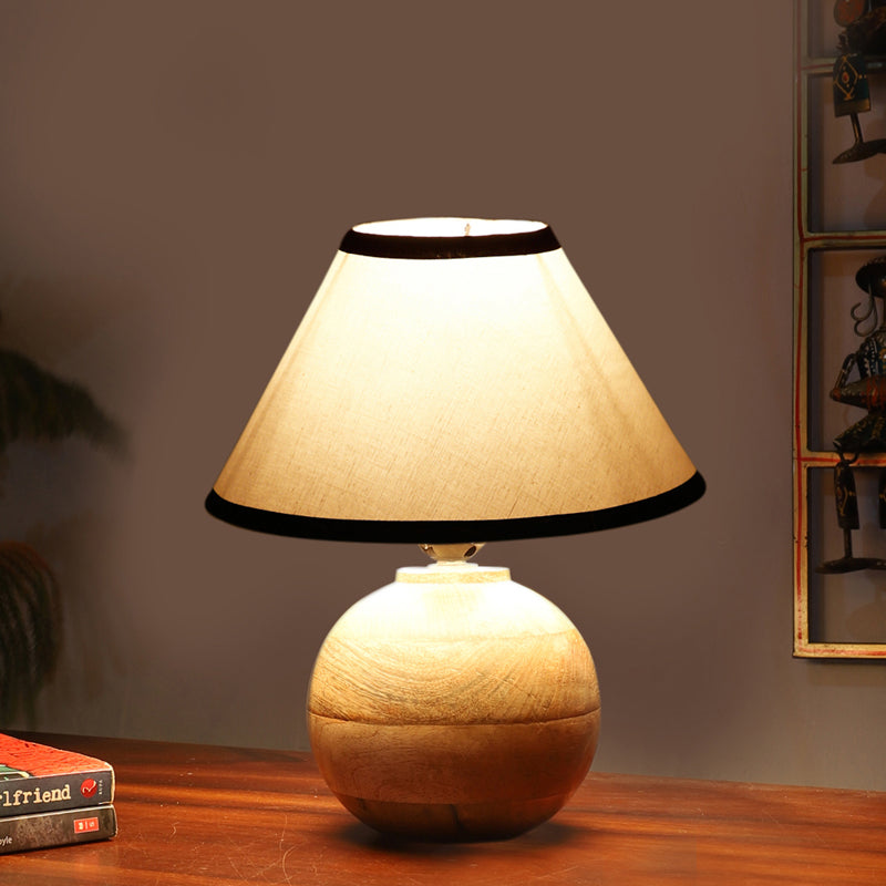 Cotin II Stripe Orb Cotton Table Lamp - White,Brown