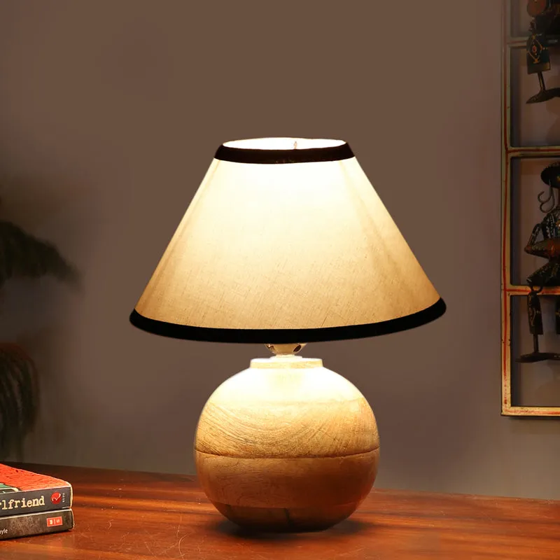 Cotin II Stripe Orb Cotton Table Lamp - White,Brown media 1