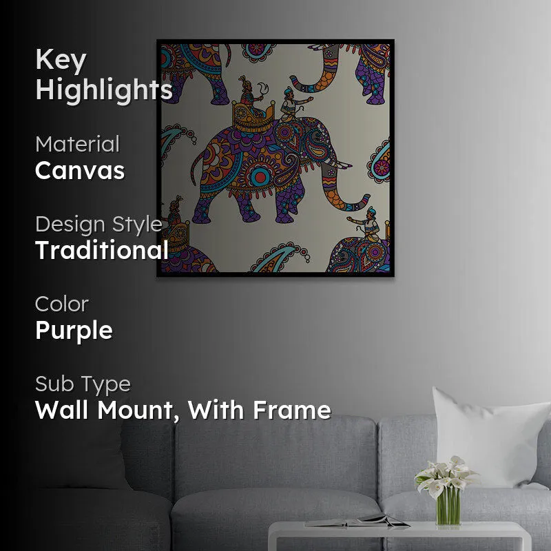 Psych Elephant Rider Canvas Wall Art With Frame media 2