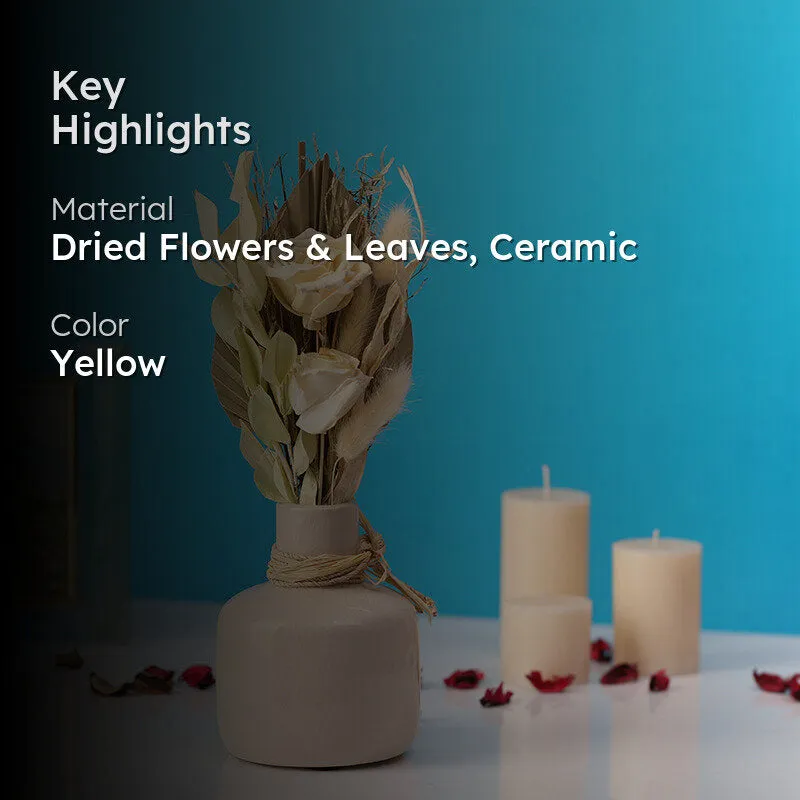 Buttercup Roses Artificial Flower With Ceramic Vase - 2