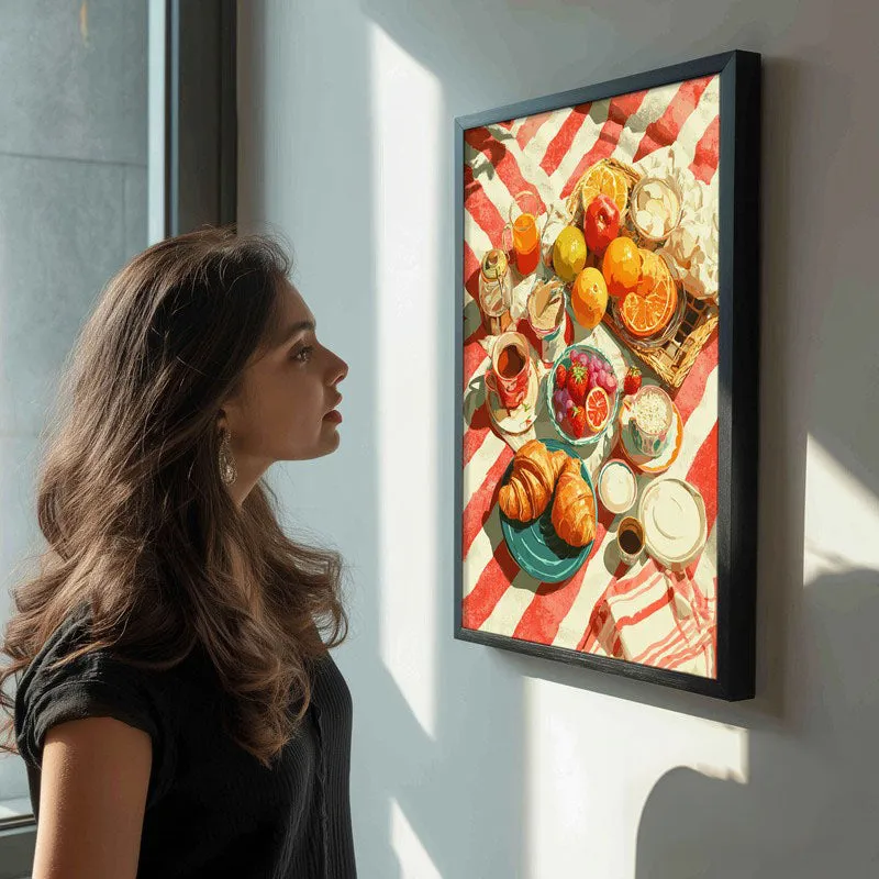 Scarlet Spread Canvas Wall Painting - Black Frame media 5