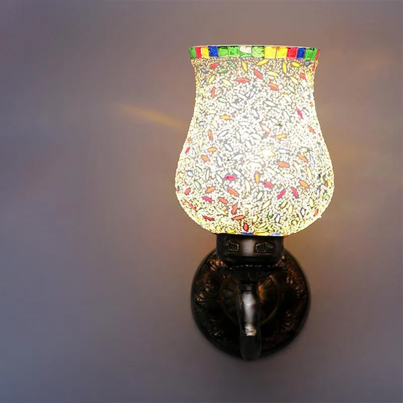 Nira Retro Mosaic Glass & Metal Wall Lamp media 4