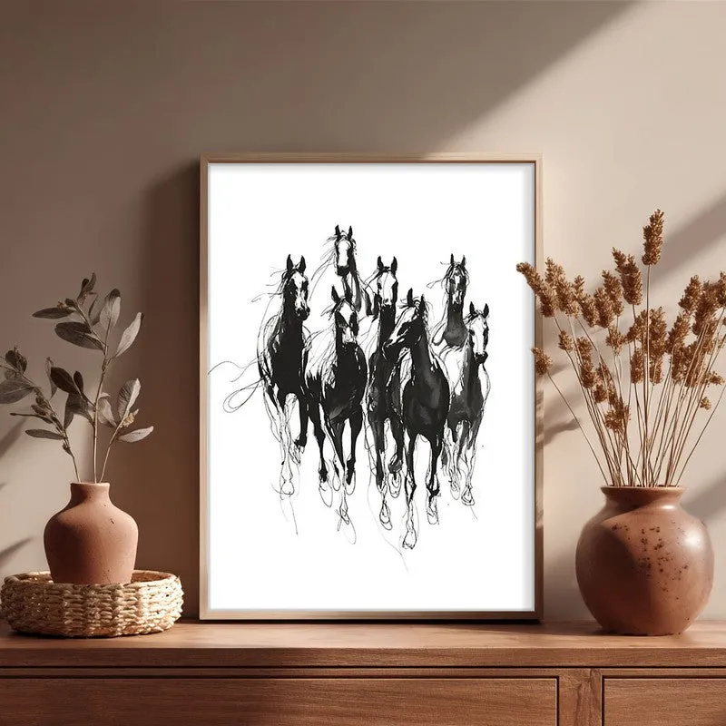 Spirit Horse Canvas Wall Painting With Brown Frame media 5