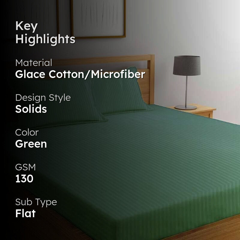 Cora Stripe Microfiber Bedsheet (Green) - 130 GSM media 2