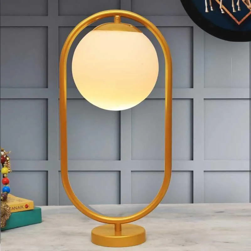 Glow Getter Glass Table Lamp - Gold,White media 1