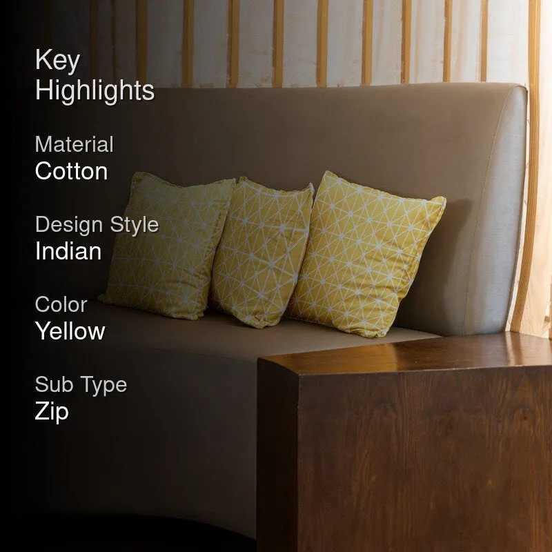Urban Space Modern Geometric Yellow Cotton Cushion Covers - Set Of Three media 2