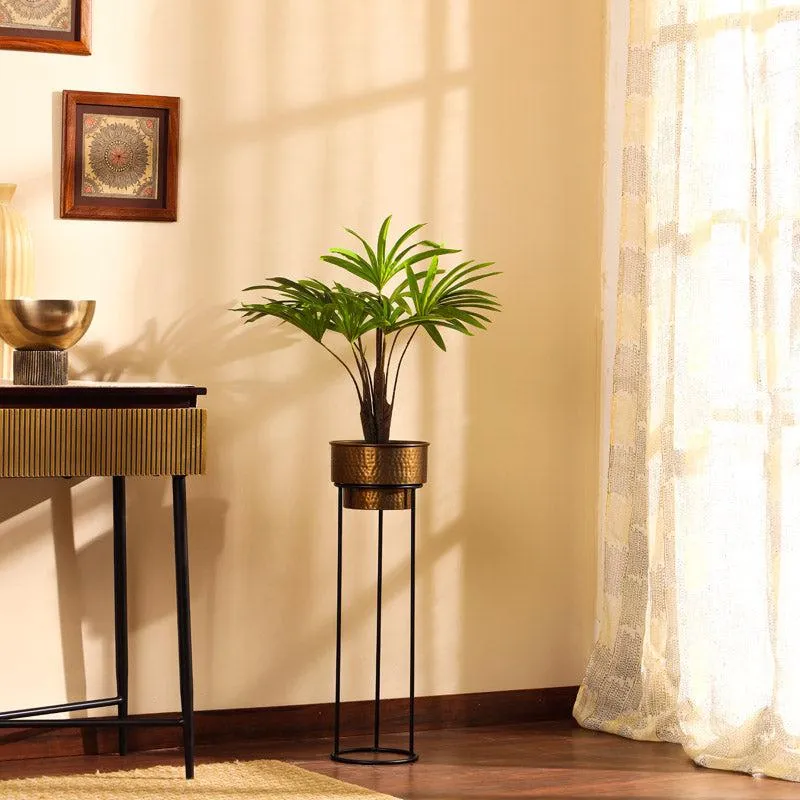 Faux Realistic Areca Plant With Black Plastic Pot - Green media 6
