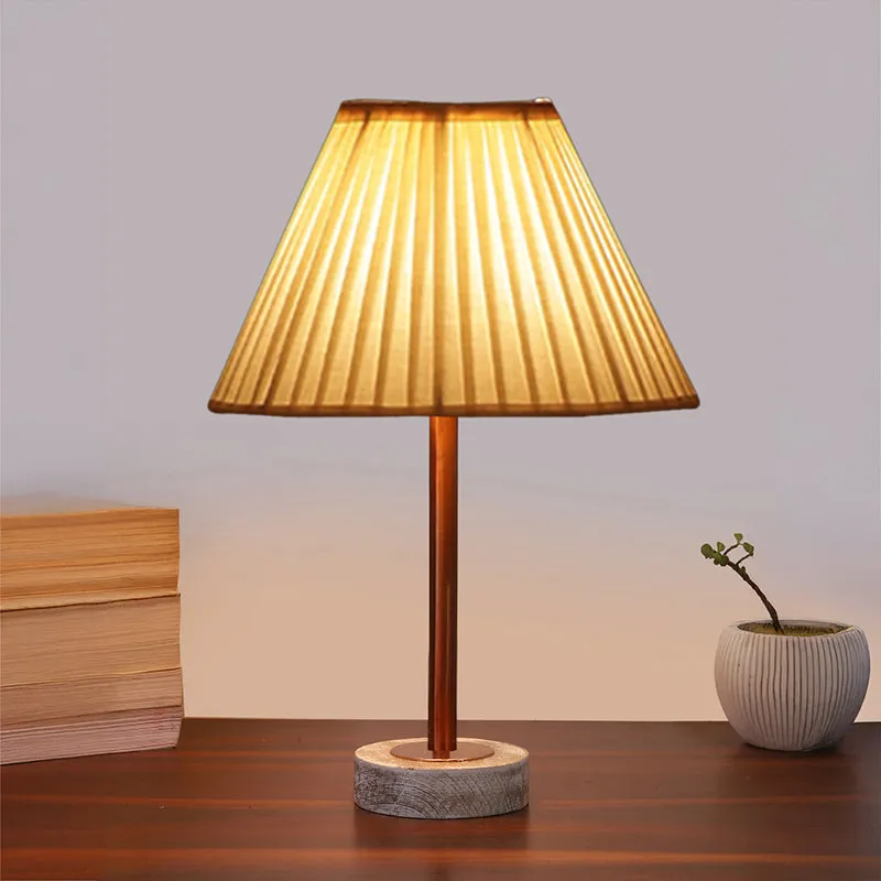 Pleatra Rodin Wooden Table Lamp - White,Copper,White media 2
