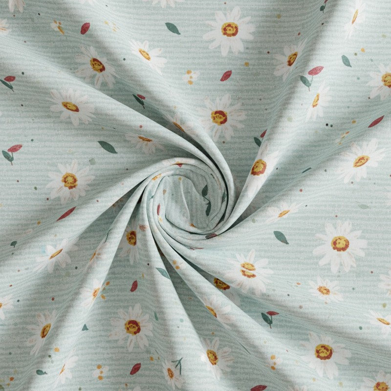 Daisy Blush Printed Cotton Bedsheet (Teal) - 200 TC media 5