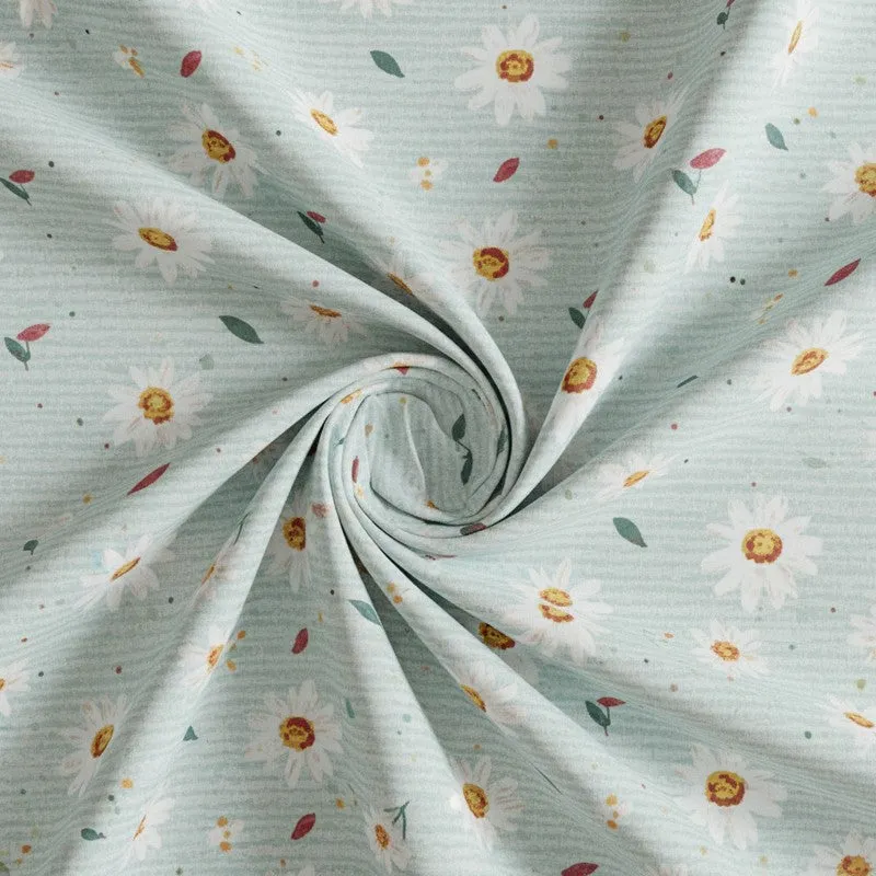 Daisy Blush Printed Cotton Bedsheet (Teal) - 200 TC media 5