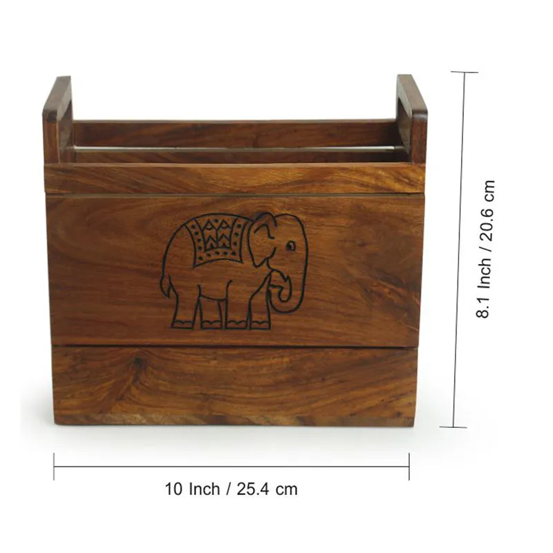 Trunk Tales Handcarved Sheesham Wood Magazine Holder media 8