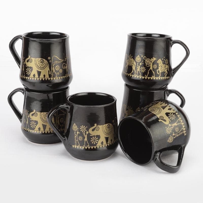 Tribal Ceramic Tea Cup (150 mL Each)  -  Set of Six media 5
