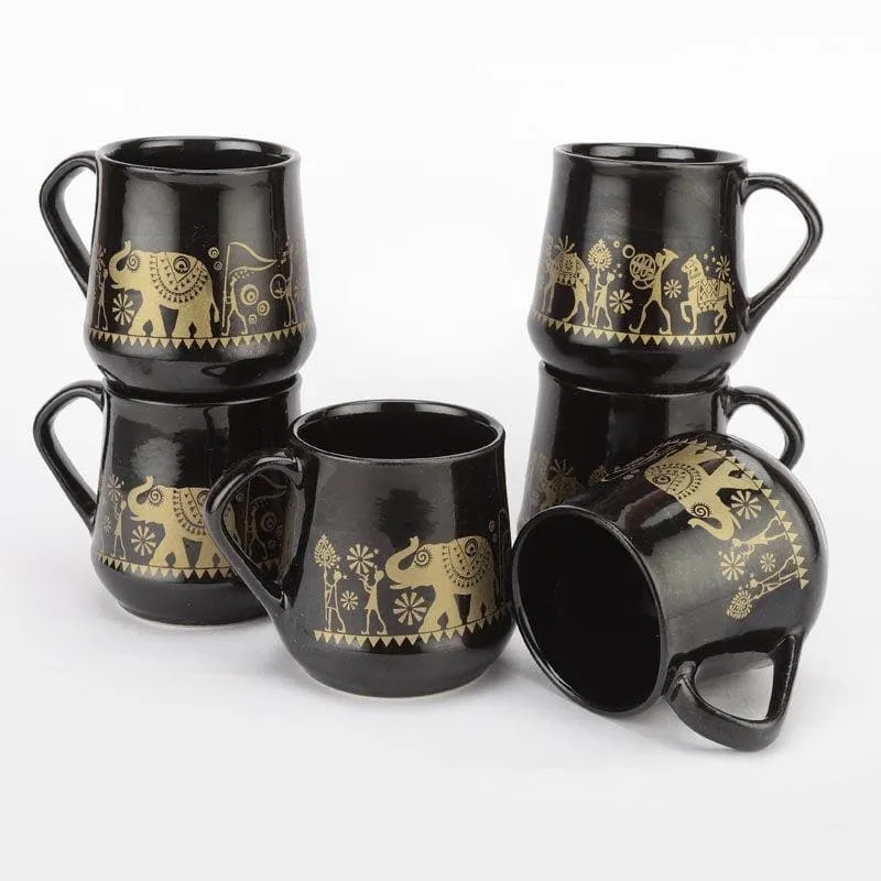 Tribal Ceramic Tea Cup (150 mL Each)  -  Set of Six media 5
