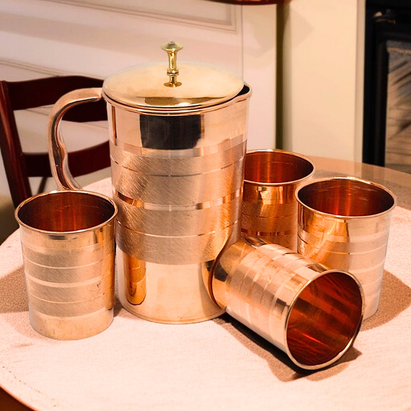 Cuva Copper Jug With Glass - Five Piece Set media 5