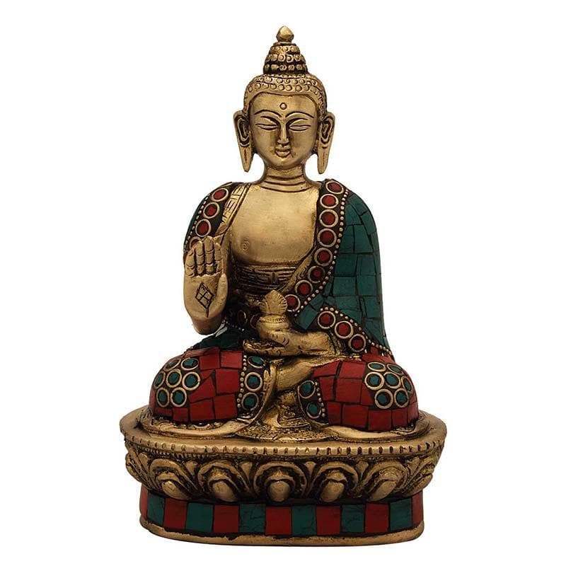 Beatific Brass Buddha Statue media 4