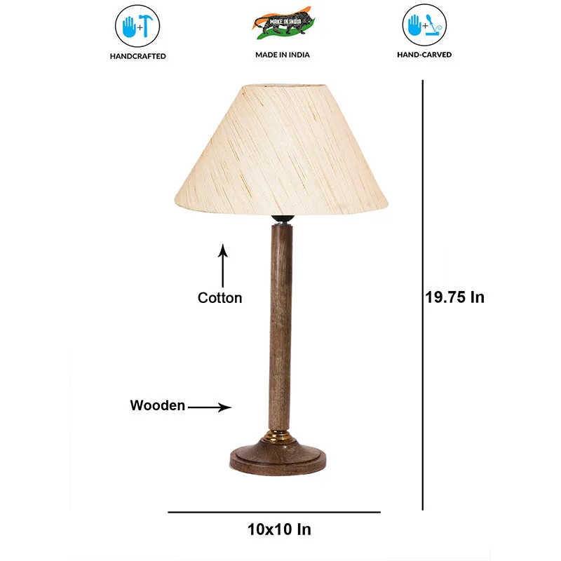 Glow Mesa Table Lamp With Wooden Base - Ivory,Brown media 4