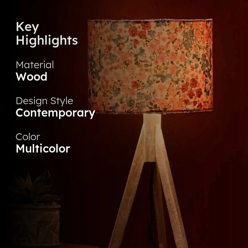 Stamped Wooden Table Lamp - Multicolor media 2