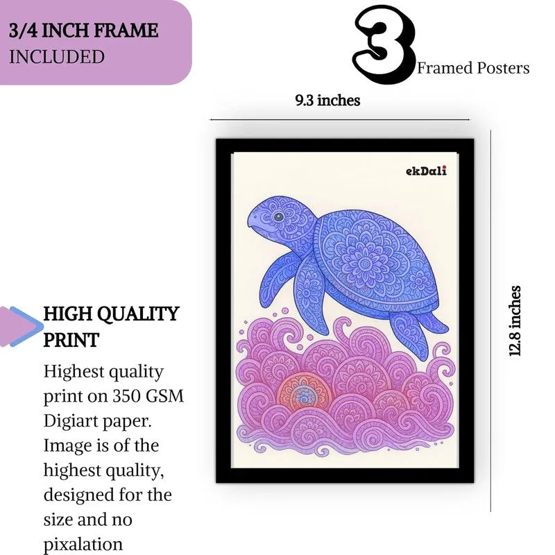 Aqua Bliss Paper Wall Painting With Frame - Black media 11
