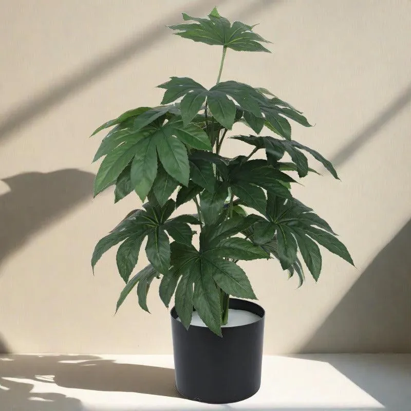 Faux Philodendron Silk Plant With Black Plastic Pot - 2.13 ft media 4
