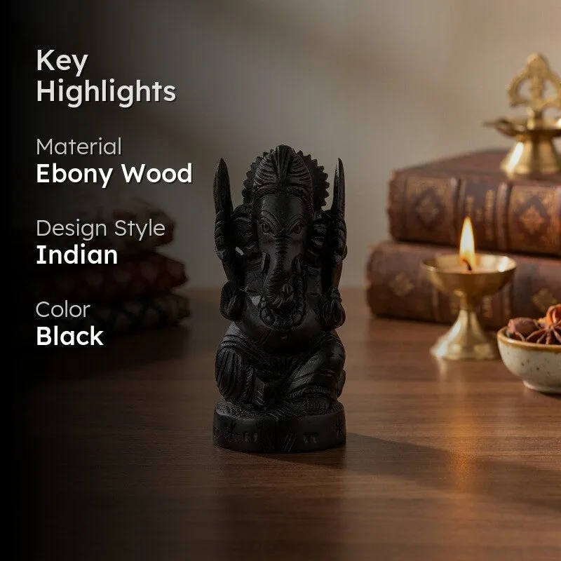 Sri Ganesh Divine Ebony Wood Idol media 2