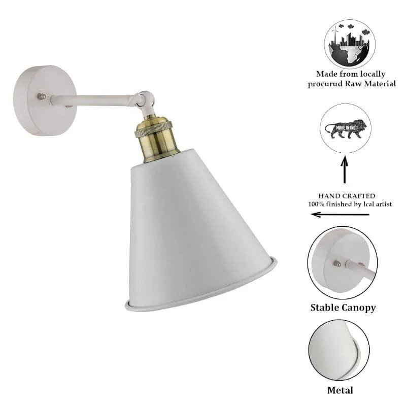 Kenda Cone Metal Wall Lamp - White & Gold media 4