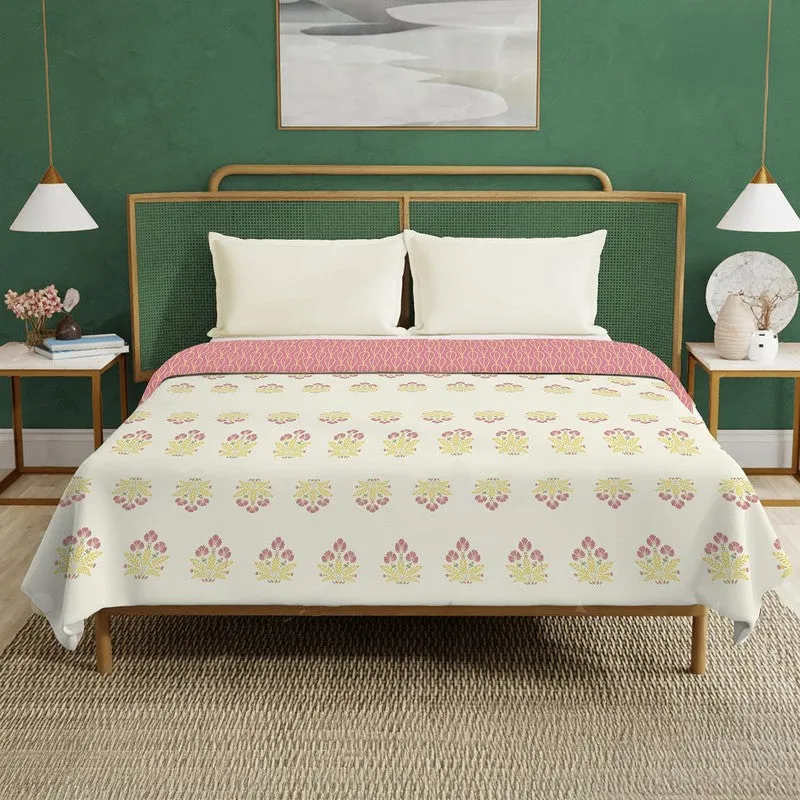 Urban Space Bloomscape Reversible Dohar - Pink & Yellow media 3