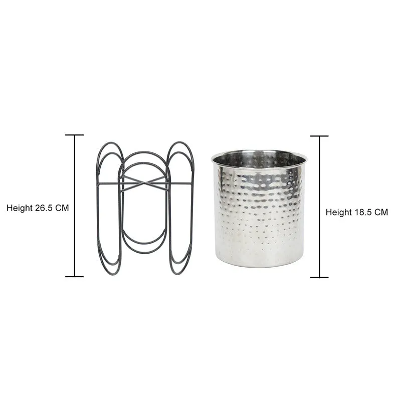 Vyra Stainless Steel Planter - Silver & Black media 5