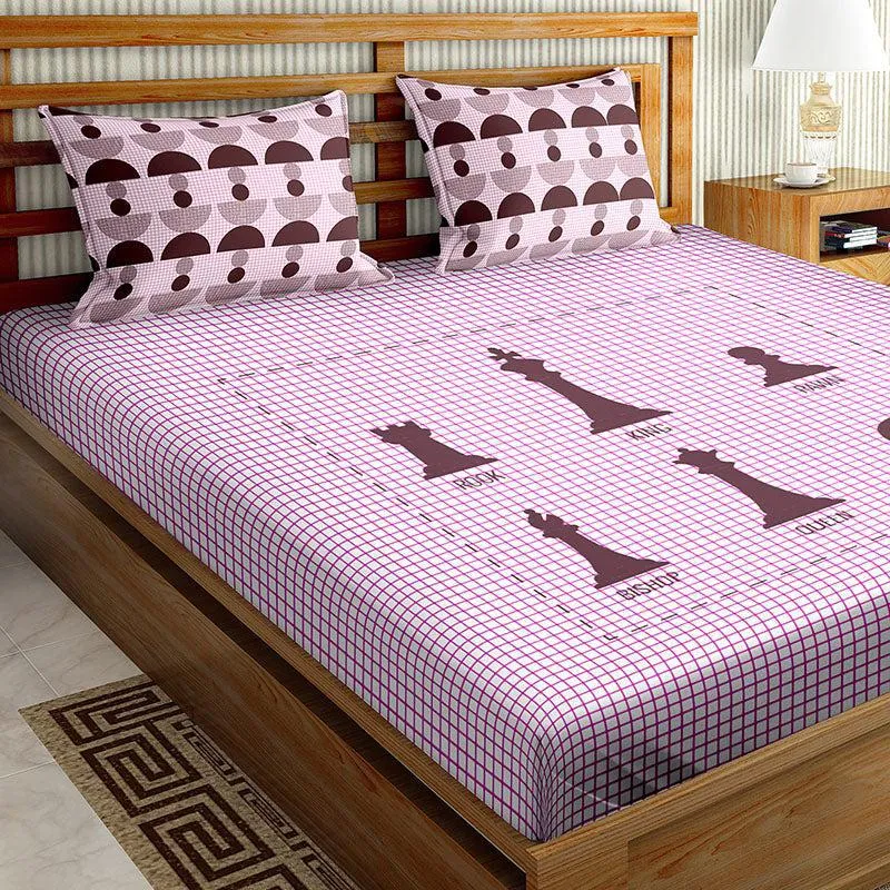 Chess Champion Geometric Cotton Bedsheet - 180 TC media 1