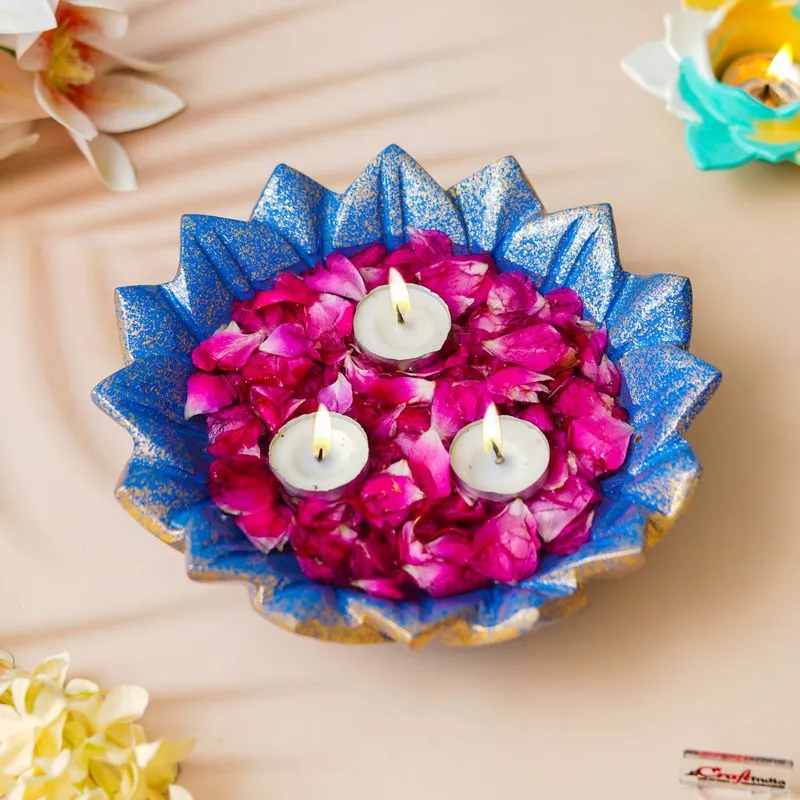 Blue Lotus Resin Urli - Blue media 6