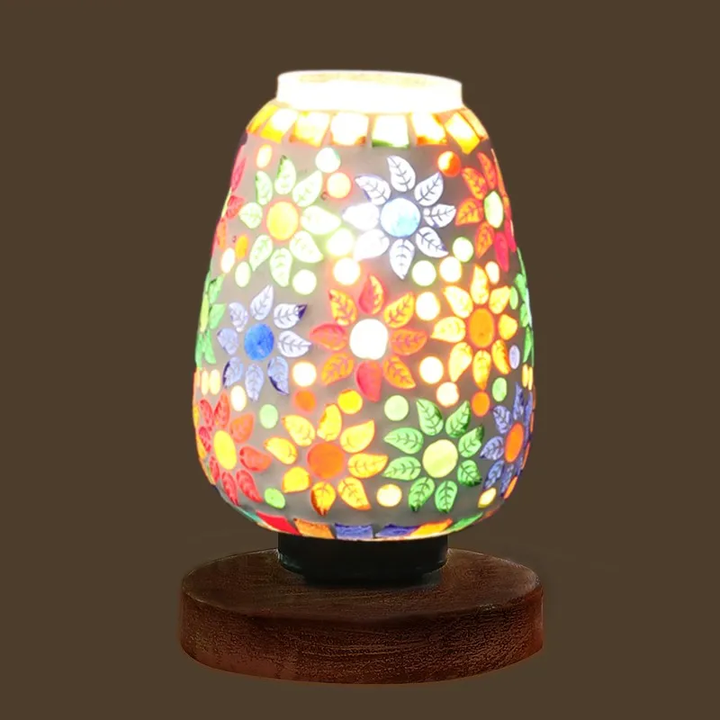 Luminexia Glass Table Lamp With Wooden Base - Multicolor media 6