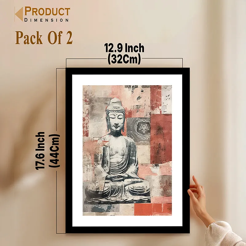 Earthy Buddha Wall Art With Frame - Set Of Two media 11