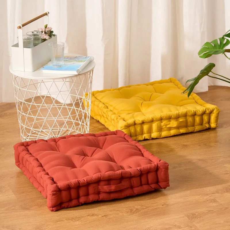 Marlon Cotton Floor Cushion - Rust media 6