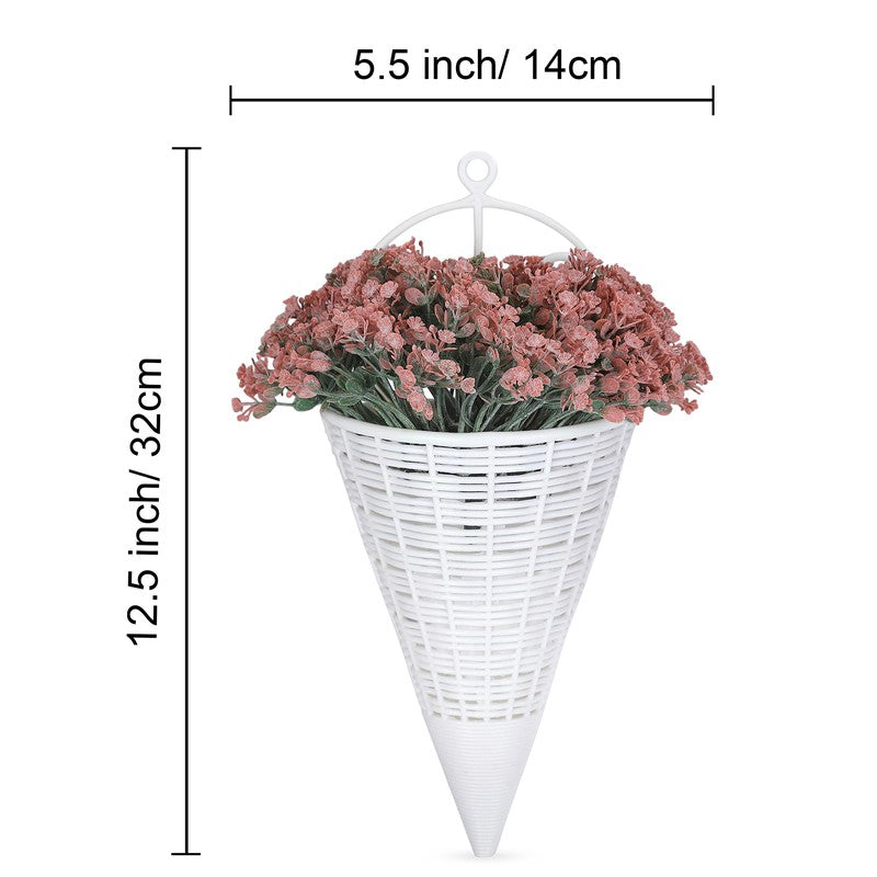 Artificial Plastic Flowers with Pot (Peach) - Set Of Two media 7
