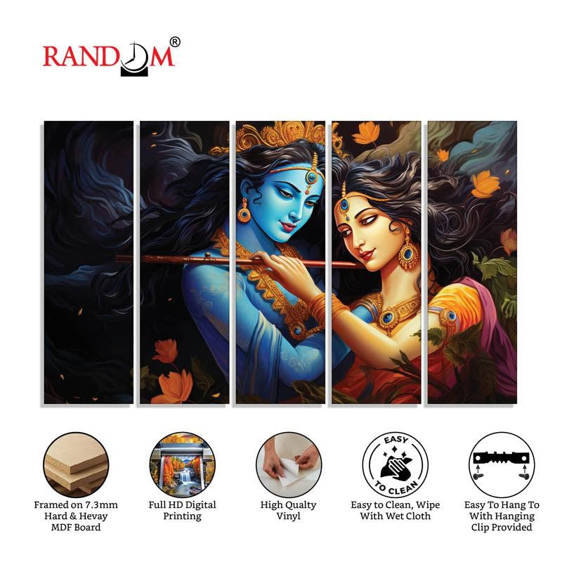 Krishna Radha Wall Painting - Set Of Five media 6