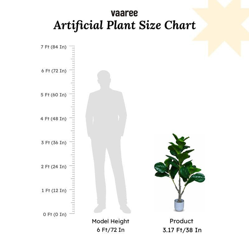 Faux Everlasting Fiddle Leaf Fig  Plant With Black Plastic Pot - 95 cm (3.1 ft) media 7